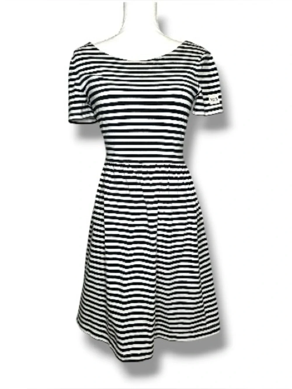 Kate Spade Broome Street Black White Striped Cutout Dress Size XS Twist Back